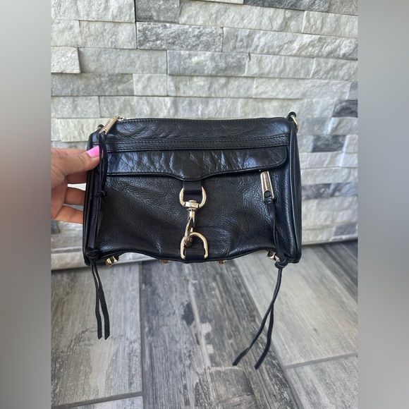Rebecca Minkoff MAC Leather Black and Gold Handbag ONLY - Picture 3 of 17